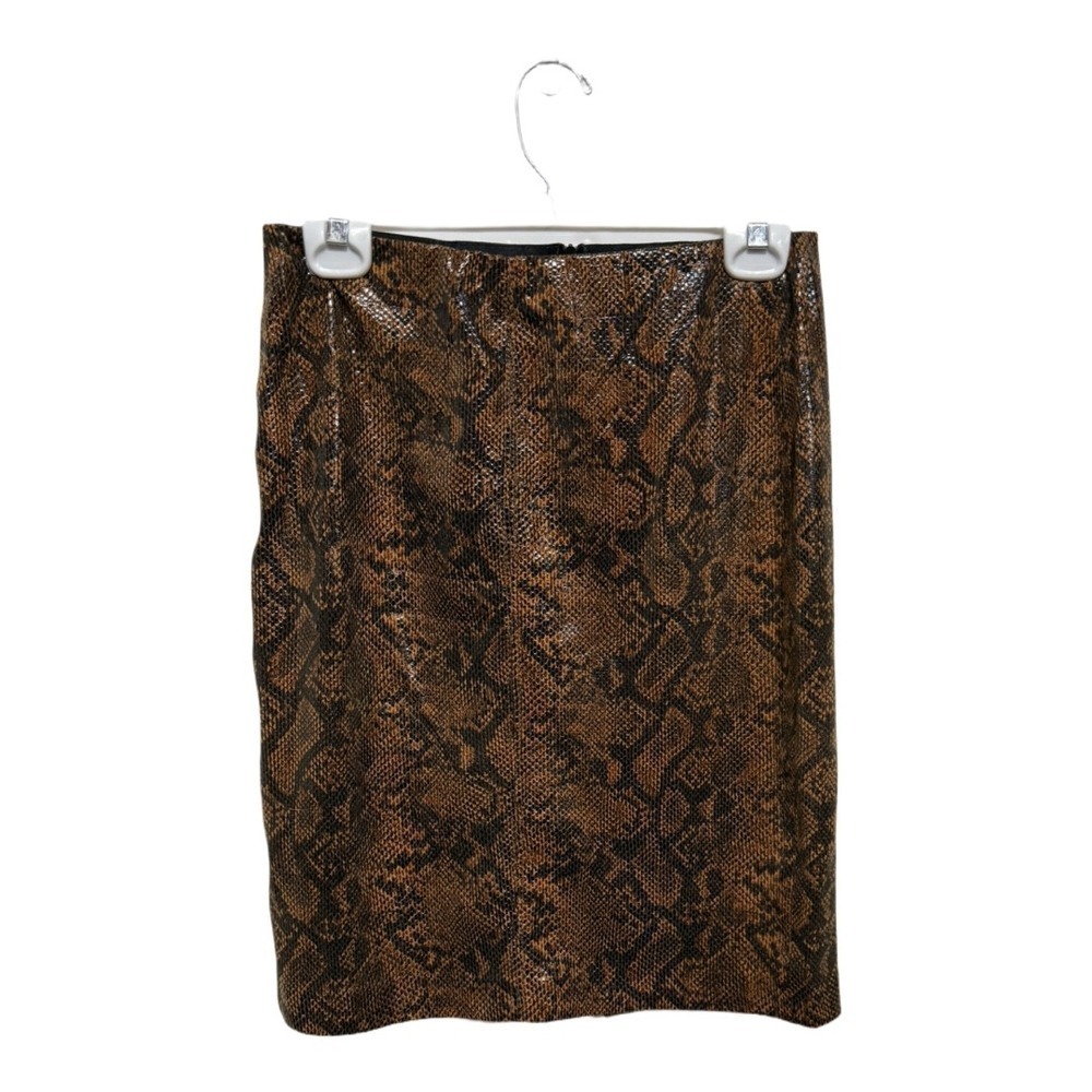 Esqualo Brown Faux Leather Pencil Skirt Size 6 Women's Business Club Wear
